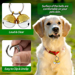 Extra Loud Cat & Dog Collar Bell, Durable Brass Charms, 2 Pack (Gold & Silver)