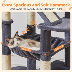 Cat Tree 71-Inch, Cat Tower for Indoor Cats Large Adult, Multi-Level Large Cat C