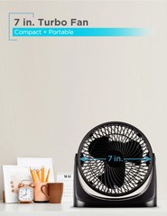 BLACK+DECKER 7-Inch Portable Turbo Fan, 3-Speed Settings, Desktop Personal Cooli