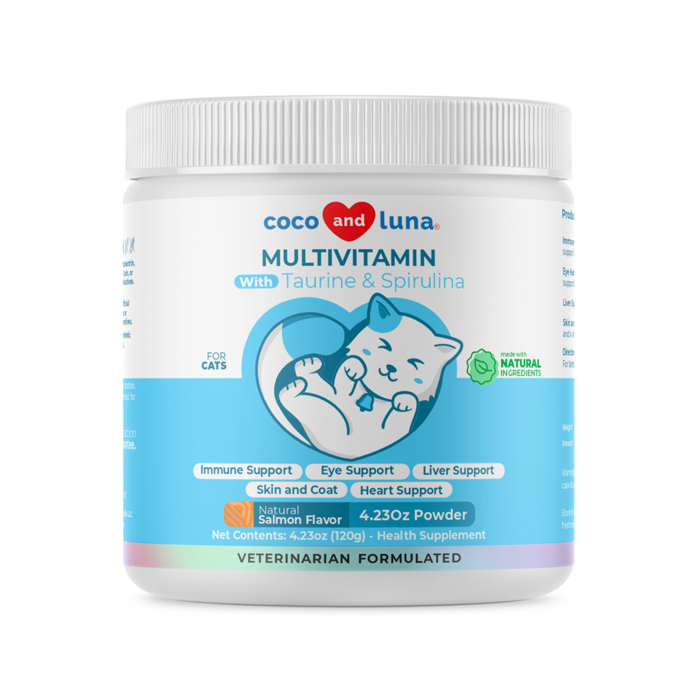 10 in 1 Multivitamin for Cats – L-Lysine, Taurine – Fish Oil & Vitamins for Skin