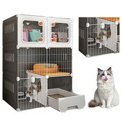 Integrated Cat House Hammock Cat Crate Indoor Catio Indoor Pet Cat House (Grey)