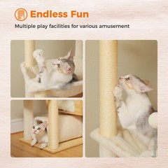 PAWZ Road Wood Cat Tree Tower Floor to Ceiling Scratching Post with Hammock Beds