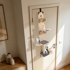 4-tier Door Hanging Cat Climber Cat Tree Tower Cat Head Pattern 150cm