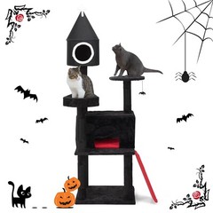 COZIWOW Gothic Cat Tree w/ Coffin Bed Cat Tower Scratching Post Activity Center