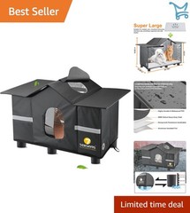 Outdoor Cat House Weatherproof Insulated Shelter for Stray Cats with Roof Window