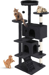 | 54″ Cat Tree Tower | Dark Gray | Multi-Level Indoor Activity Center with Sisal