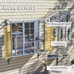 PawHut Catio Outdoor, Cat Window Catio for 2-3 Cats, for Playing Sunbathing