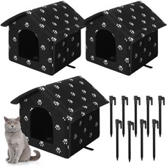 3PCS Outdoor Cat Houses Weatherproof Foldable Shelter for Stray Cats Dogs