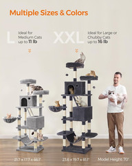 Cat Tree, 81.1-Inch Large Cat Tower, Multi-Level Plush Condo with 13 Scratching