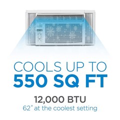 BLACK+DECKER Window Air Conditioner 12000 BTU, AC Window Unit Cools Up to 550 Sq