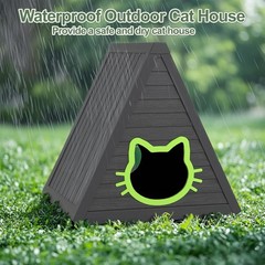 Triangle Cat House Outdoor Indoor Durable Waterproof Resin Shelter Entrance