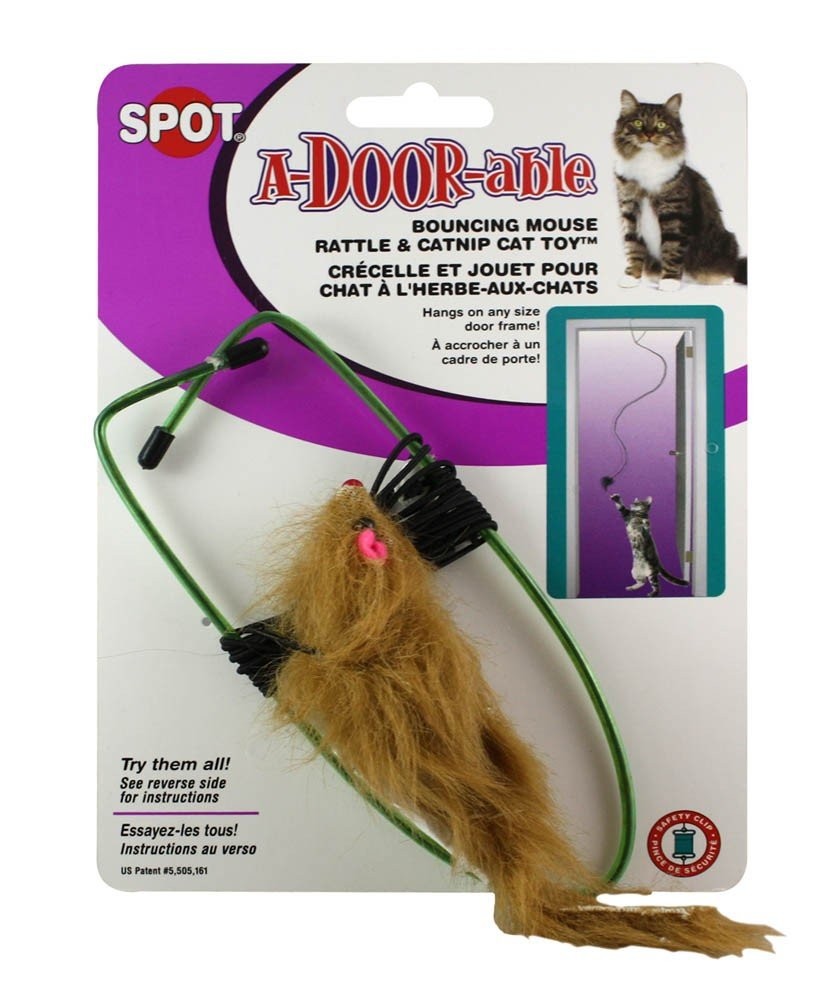 A-Door-Able Bouncing Mouse Rattle and Catnip Toy Multi-colored