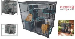 Outdoor Cat Catio Mesh Playset Kit Multi-Level Enclosed Pet Furniture