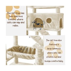 80 Inch Cat Tree, Large Cat Tower with 9 Scratching Posts, 2 Perches, 2 Caves…