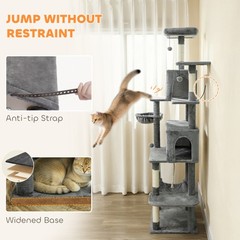 PawHut Multi-Level Cat Tree with 2 Condos, 80″ Tall Cat Tower for Indoor
