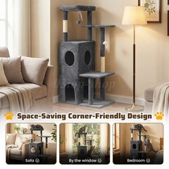50″ Sturdy Cat Tree, Double Condos, Easy Clean, For Multi-Cat Apartments