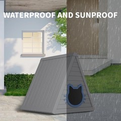Triangle Cat House Outdoor Indoor Durable Waterproof Resin Shelter Entrance