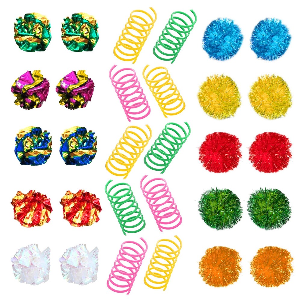 SunGrow Cat Toy Variety Pack, Feline Entertainment for 30 Pcs, Assorted Color