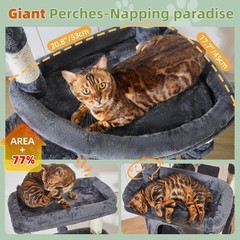 71 Inches Cat Tree Large Cats 20lbs 3 Giant Perches Multi-Level Cat Tree Tower