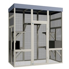 Large Wooden Cat Catio Outdoor Cat House Play & Run Enclosure Cage with Platform