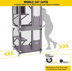 70.9″ Aivituvin Cat House Outdoor Catio Cat Enclosures on Wheels Kitty House