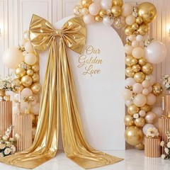 Giant Shiny Bow Decoration with Metal Clip 82 Inches Extra Large Bow with Gold