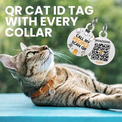 Handcrafted Black & Gold Cat Collar with Safety Bell and QR Tag for Small Breeds