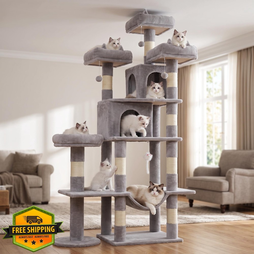 LIKISAK Cat Tree 71 Inch Grey