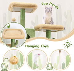 F76 Cactus Cat Tree Tower | 76-Inch Extra Tall Multi-Level Cat Furniture with Co