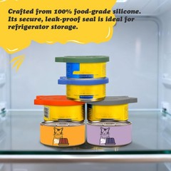 VAYRMEU 4 Pack Pet Food Can Cover Silicone Grey/Green/Blue/Orange