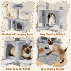 70in Multi-Level Cat Tree Tall Cat Tower Cat Furniture,Cats Activity Center,Gray