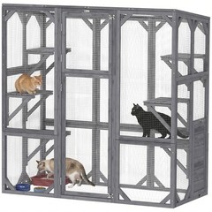 PawHut Catio Outdoor Cat Enclosure for 1-3 Cats, 59″ x 28″ x 60″, Gray