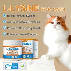 Cat Pet Supplement L‑Lysine Powder for Cats – Immune, Respiratory & Eye Support