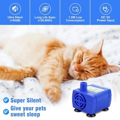 Pet Fountain Pump DC 5V 1.5W, Ultra Quiet Replacement for Cat Drinking Fountain