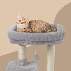 Cat Tree Indoor Condo Sisal Scratching Posts Platform Play House Grey