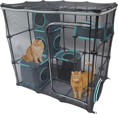 Portable Cat Playpen with Cubby Cubes