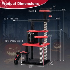Gothic Cat Tree 52″ Tall Cat Tower w/ Cat Bed Cat Condo Sisal Scratching Post