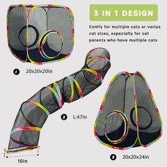 Outdoor Cat Enclosures, Cat Tunnels Tents Cubes for Indoor Cats with Play Ball,