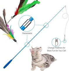Lightweight Interactive Cat Feeder – 2 Retractable Wands & Bell-Teasers Included