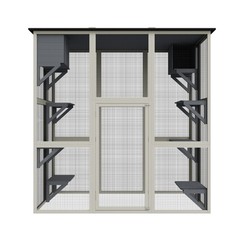 Large Catio Cat Enclosure Weatherproof Wooden Outdoor Asphalt Roof Cat Cage