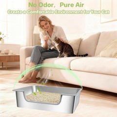 Low Entry Litter Box for Senior Kittens Disabled Cats – Stainless Steel High …