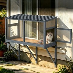 Catio Outdoor Cat Enclosure Window Box for Sunbathing & Breatha Cat Quarantine