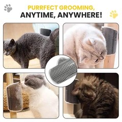 2× Cat Self Groomer w/ Catnip Wall Corner Massage Comb Scratcher Grooming Brush