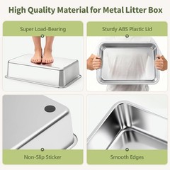 2 Pack XL Stainless Steel Cat Litter Box Big & Senior Cats Metal Litter Box