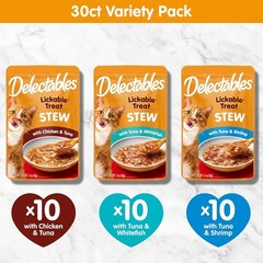 Hartz Delectables Stew Lickable Wet Cat Treats Variety Pack, 30 Count