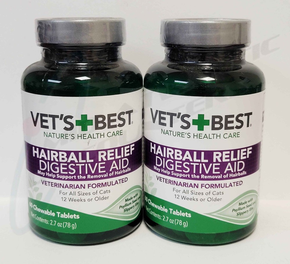 2 Vets Best Hairball Relief Digestive Aid 120 Chewable Tabs Best By 5/2027