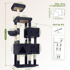 Extra Large Cat Tower 81-inch Tall Cat Tree Big Cats 20 lbs XXL Heavy Duty Cat