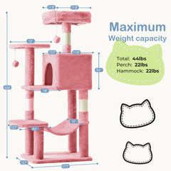 Cat Tree Red And Black Tower Climbing Tower 44″ Hammock Sisal Scratching Post