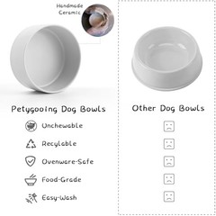 Elevated/Raised Ceramic Dog Bowl for Small Breeds, Dog 1.7 Cups – Small Grey
