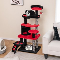 Gothic Cat Tree 52″ Tall Cat Tower w/ Cat Bed Cat Condo Sisal Scratching Post